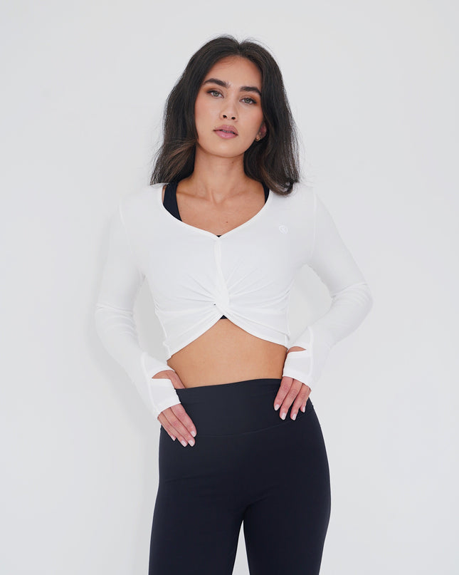 I Release Doubt Buttery Soft White Long Sleeve Crop Top