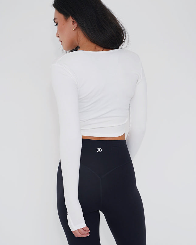I Release Doubt Buttery Soft White Long Sleeve Crop Top