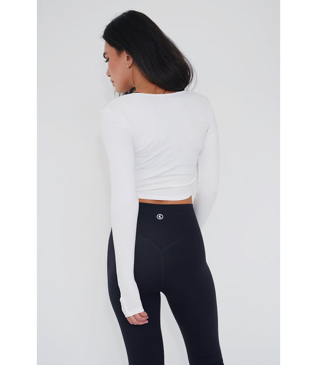 I Release Doubt Buttery Soft White Long Sleeve Crop Top