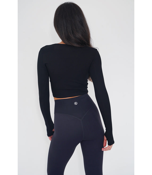 I Release Doubt Buttery Soft Black Long Sleeve Crop Top