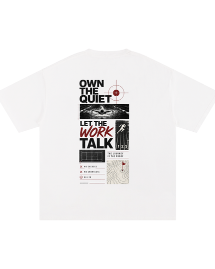 JUSTWATCH "Own The Quiet" Heavyweight Graphic Tee