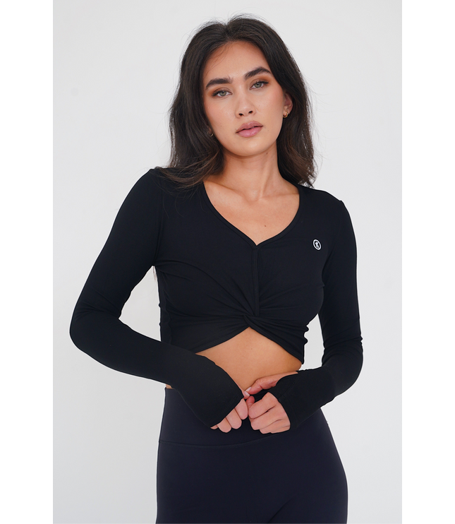I Release Doubt Buttery Soft Black Long Sleeve Crop Top