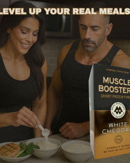 Muscle Boosters White Cheddar Box - Organic Grass-Fed Whey Protein Isolate (10 Single Serve Packs)