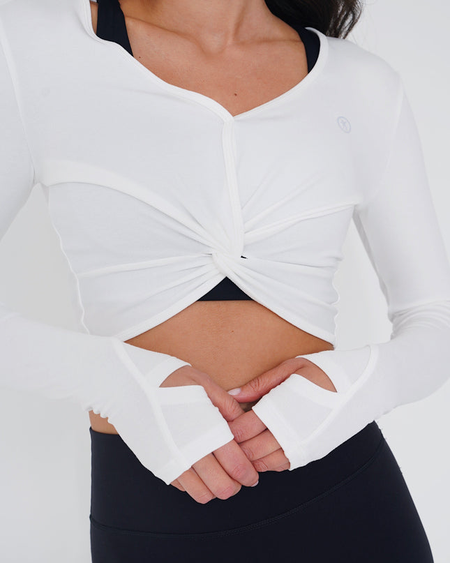 I Release Doubt Buttery Soft White Long Sleeve Crop Top
