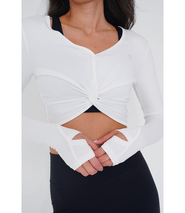 I Release Doubt Buttery Soft White Long Sleeve Crop Top