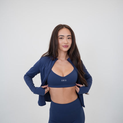 I Live in Luxury Navy Blue Sports Bra