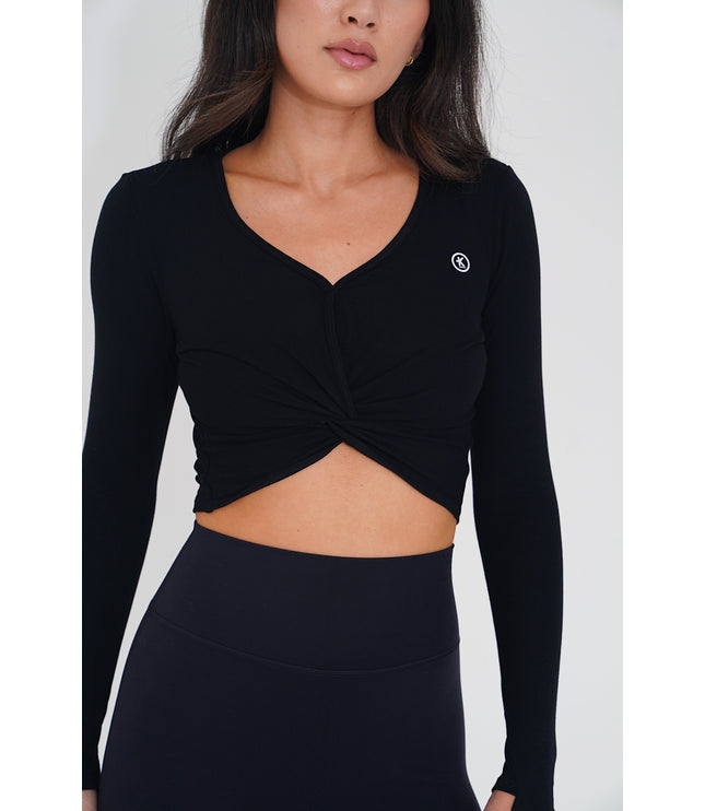 I Release Doubt Buttery Soft Black Long Sleeve Crop Top