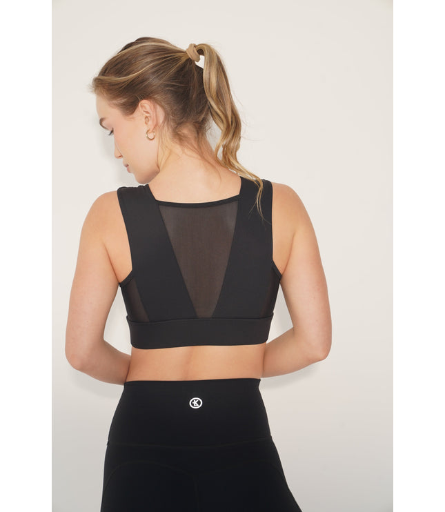 I Am Treasured Mesh Panel Quick Dry Butter Black Bra