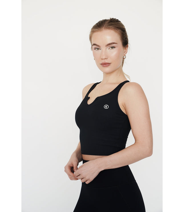 I Am Self Love Ribbed Quick-Dry Butter Black Tank