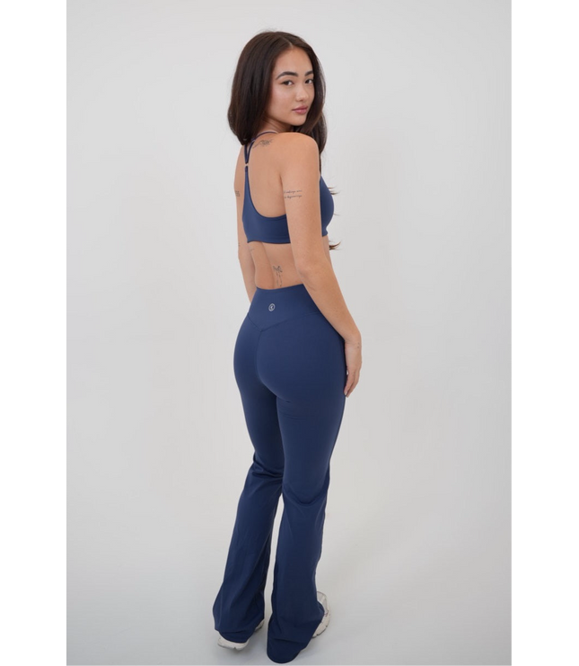 I Live in Luxury Navy Blue Flare Pant