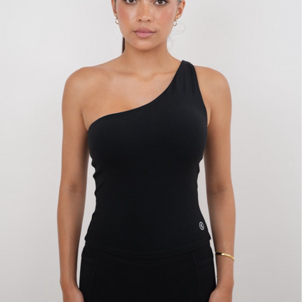 I Am Wealthy Black One Shoulder Top