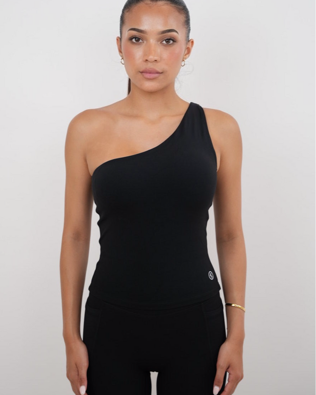I Am Wealthy Black One Shoulder Top