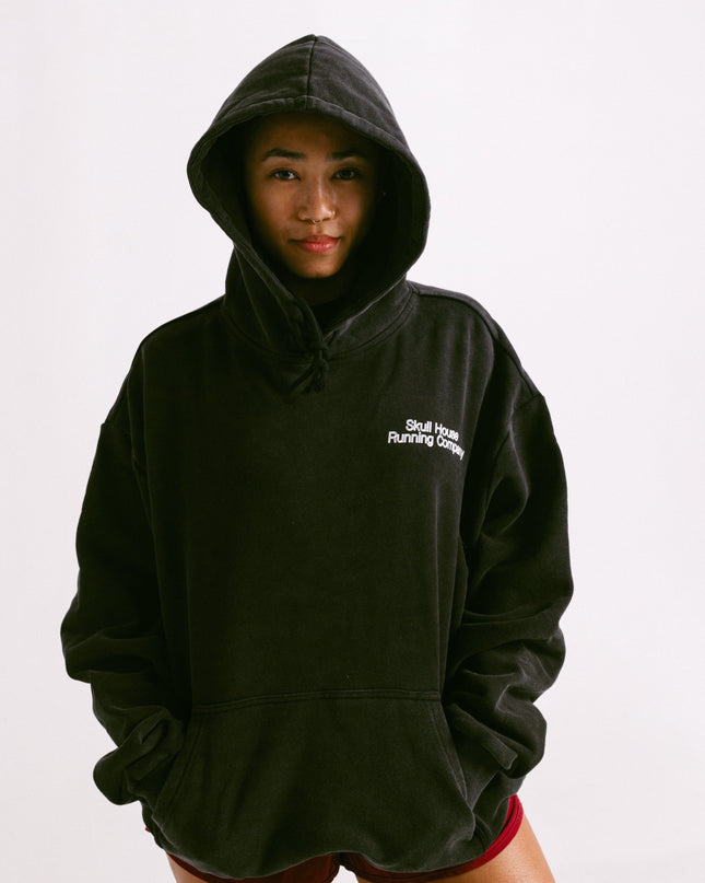 'DIMENSIONS' HOODIE, UNISEX - WASHED BLACK