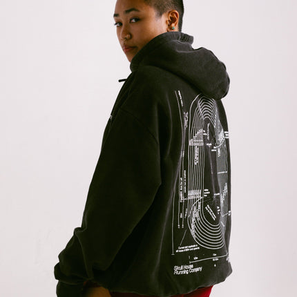 'DIMENSIONS' HOODIE, UNISEX - WASHED BLACK
