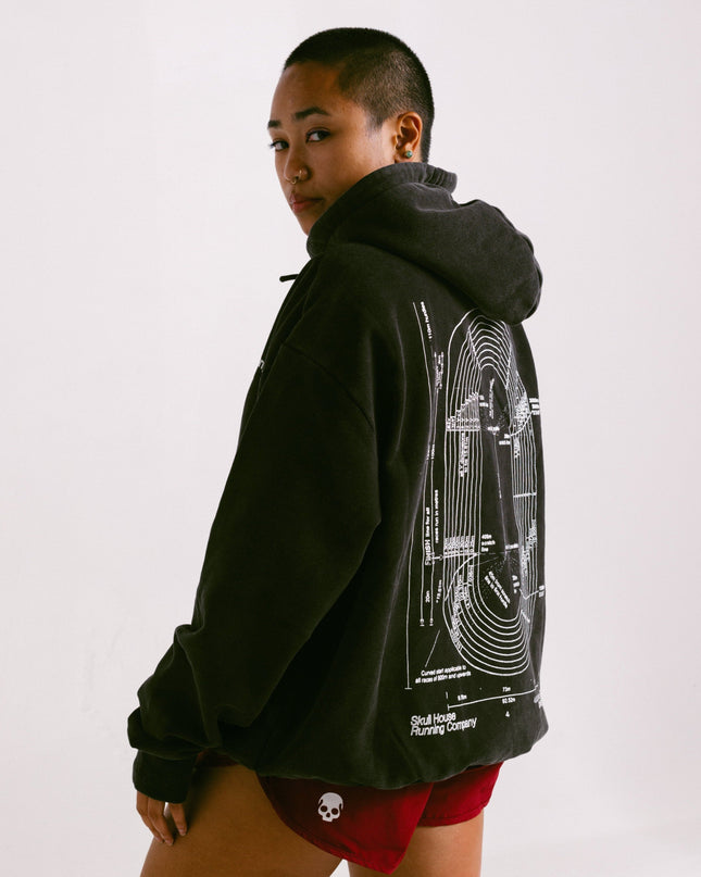 'DIMENSIONS' HOODIE, UNISEX - WASHED BLACK
