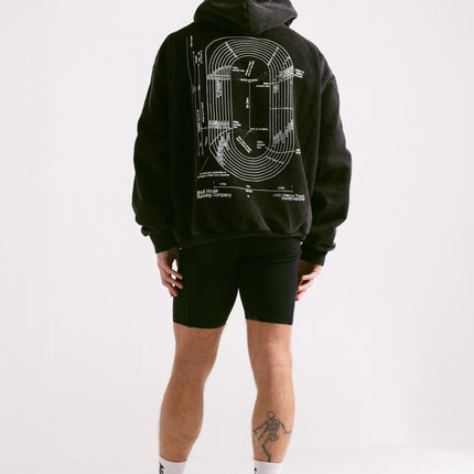 'DIMENSIONS' HOODIE, UNISEX - WASHED BLACK