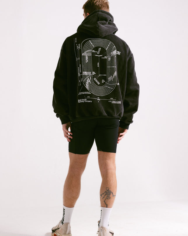 'DIMENSIONS' HOODIE, UNISEX - WASHED BLACK