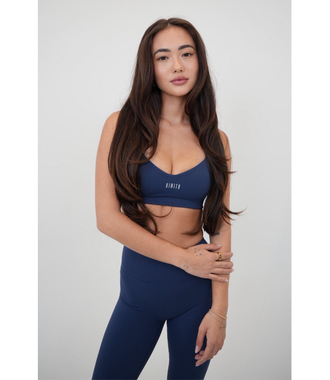 I Live in Luxury Navy Blue Sports Bra