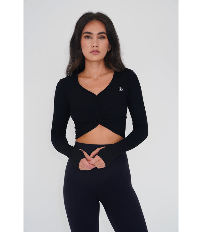 I Release Doubt Buttery Soft Black Long Sleeve Crop Top