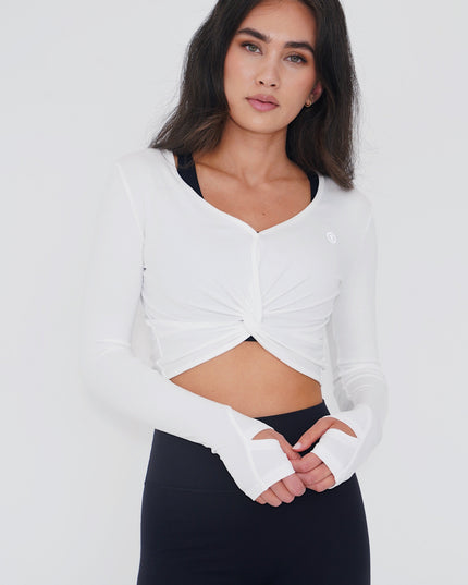 I Release Doubt Buttery Soft White Long Sleeve Crop Top