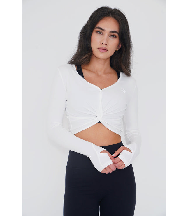I Release Doubt Buttery Soft White Long Sleeve Crop Top