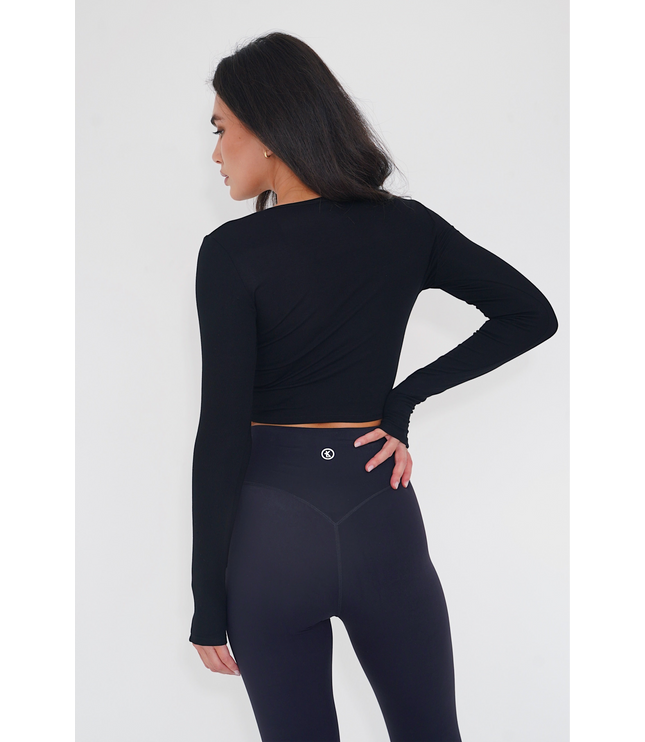 I Release Doubt Buttery Soft Black Long Sleeve Crop Top