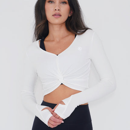 I Release Doubt Buttery Soft White Long Sleeve Crop Top