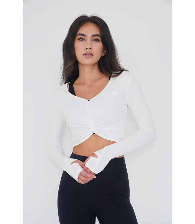 I Release Doubt Buttery Soft White Long Sleeve Crop Top