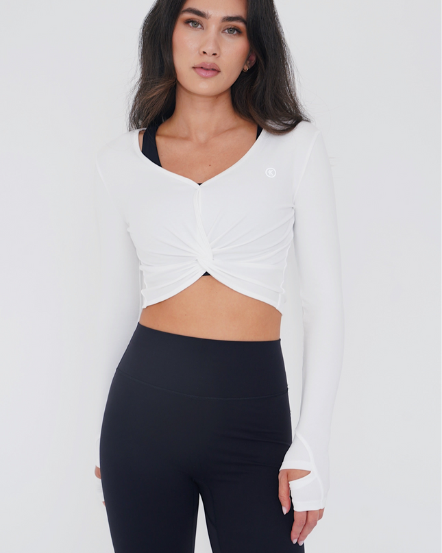 I Release Doubt Buttery Soft White Long Sleeve Crop Top
