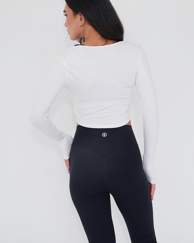 I Release Doubt Buttery Soft White Long Sleeve Crop Top