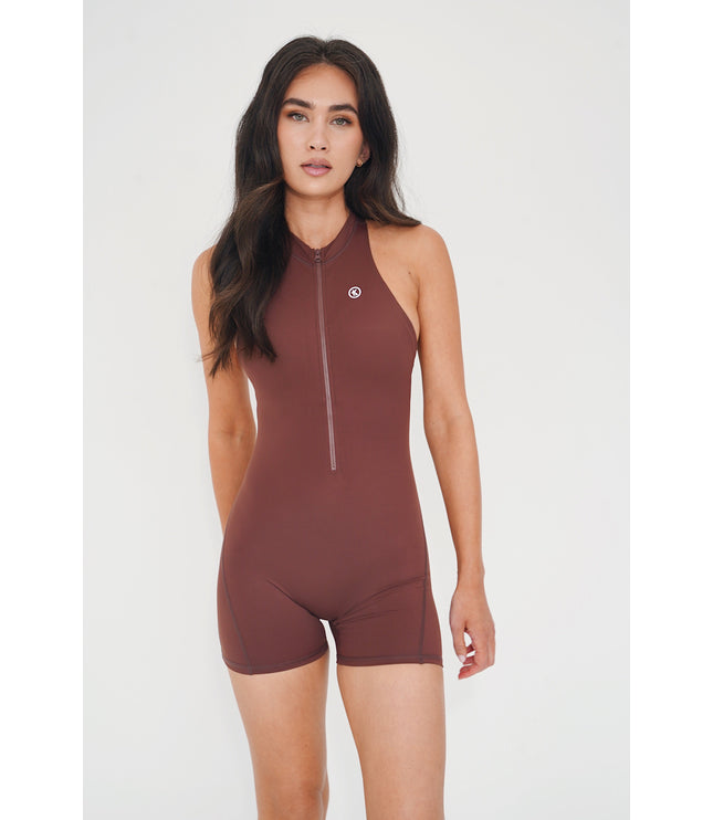 I am Limitless Zipper Bodysuit in Chocolate