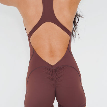 I am Limitless Zipper Bodysuit in Chocolate