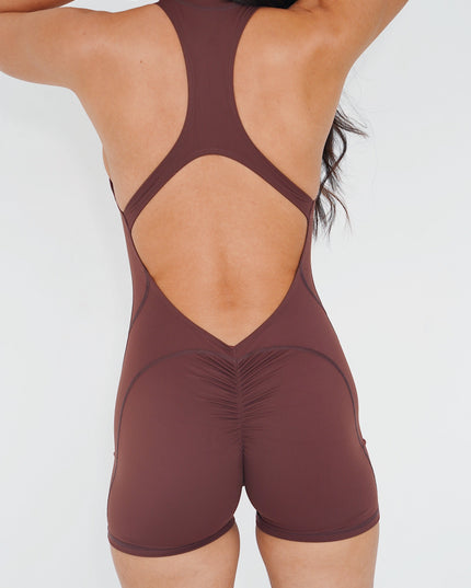 I am Limitless Zipper Bodysuit in Chocolate