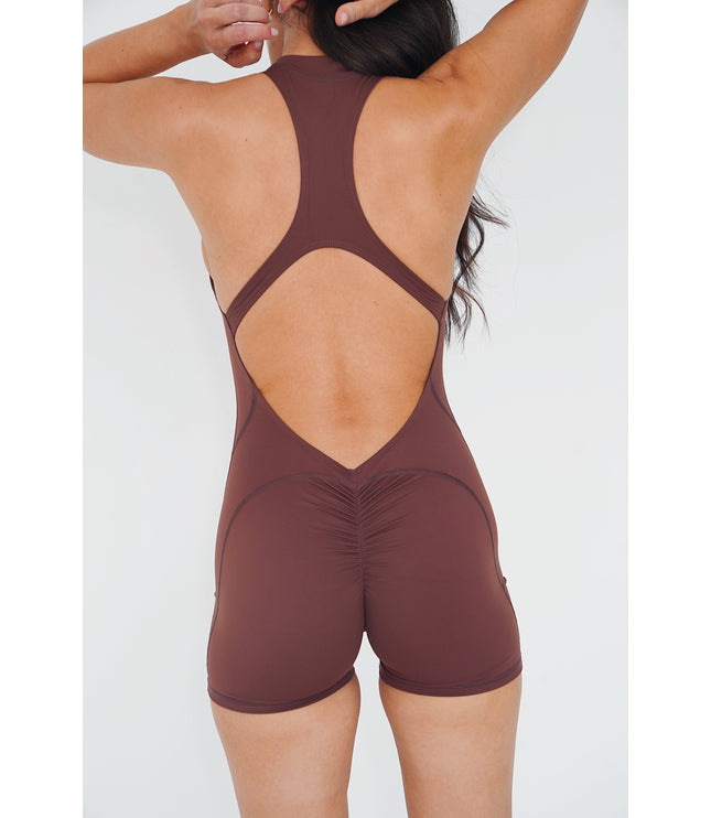 I am Limitless Zipper Bodysuit in Chocolate