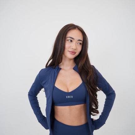 I Live in Luxury Navy Blue Sports Bra