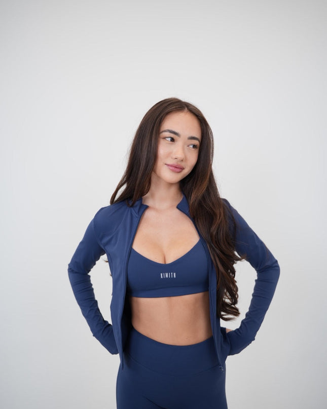 I Live in Luxury Navy Blue Sports Bra