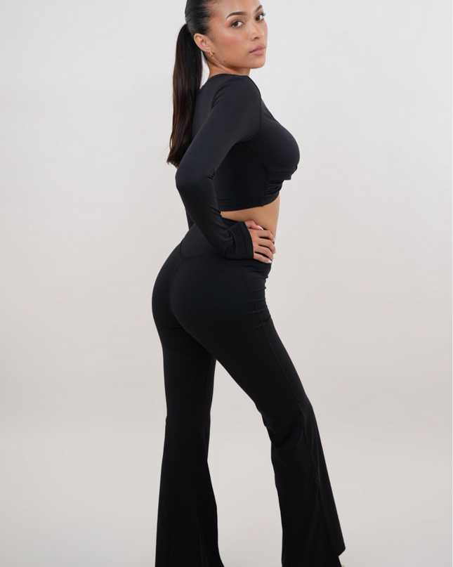 I Am Present Black Stretch Flare Legging