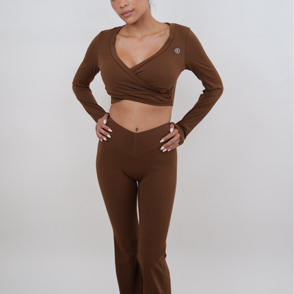I Am Present Brown Stretch Flare Legging