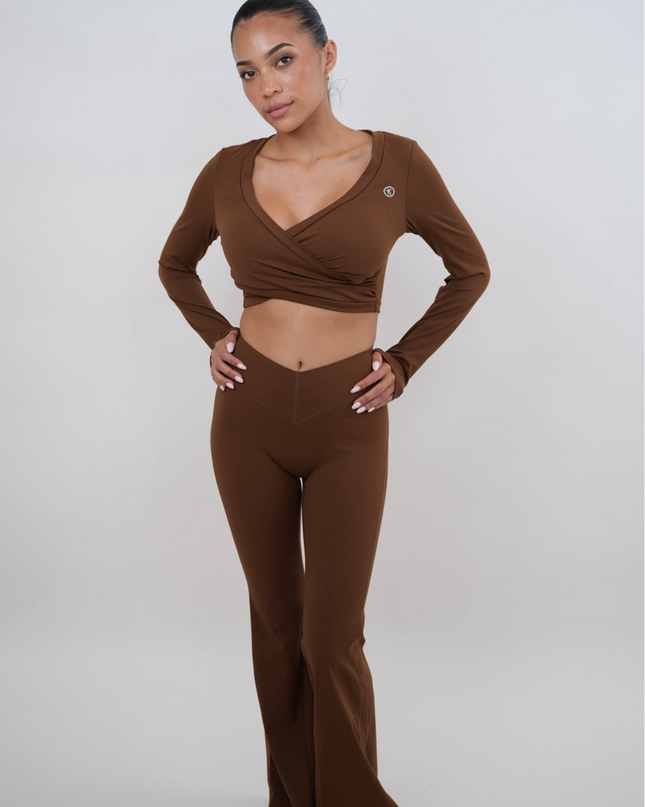 I Am Present Brown Stretch Flare Legging