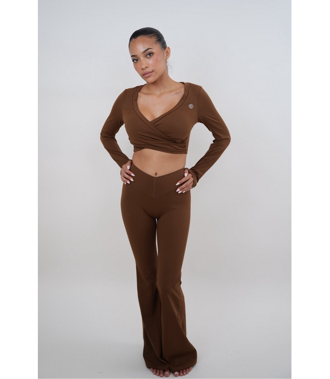 I Am Present Brown Stretch Flare Legging