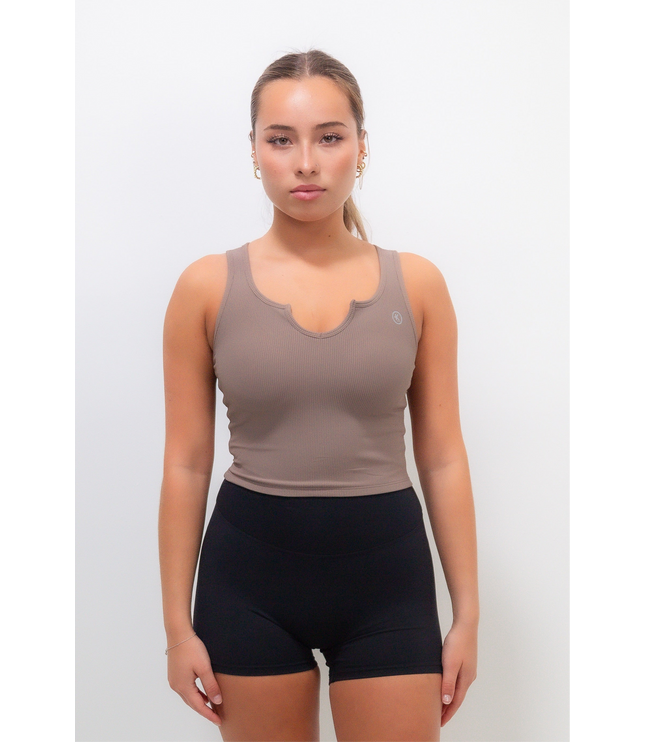 I Am Self Love Ribbed Quick-Dry Butter Taupe Tank