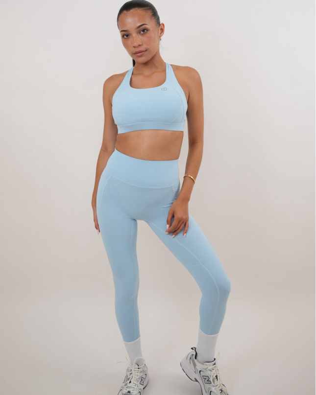I Am Glowing Sky Blue Quick Dry Butter Legging