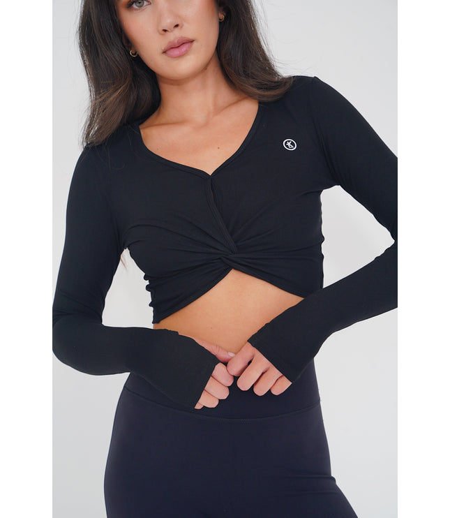 I Release Doubt Buttery Soft Black Long Sleeve Crop Top