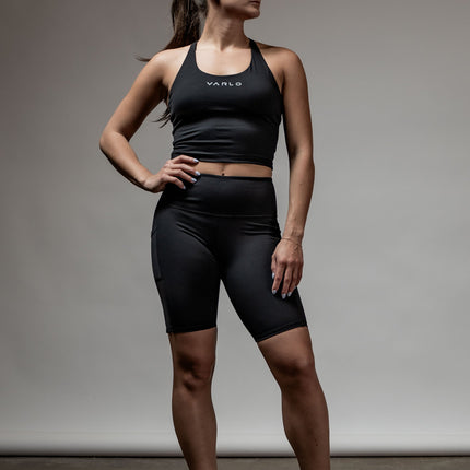 SOHO Women's Technical High Rise Shorts 8" (Black)