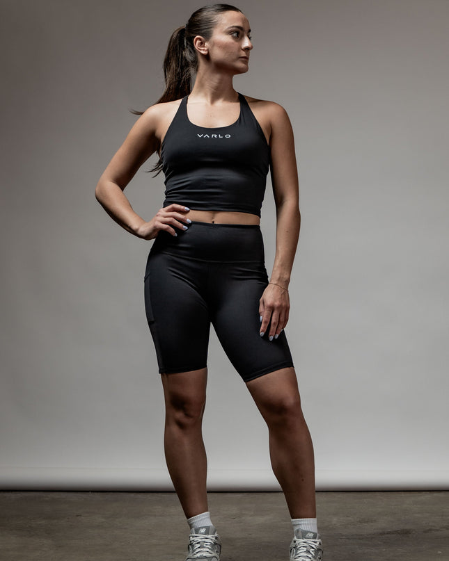 SOHO Women's Technical High Rise Shorts 8" (Black)