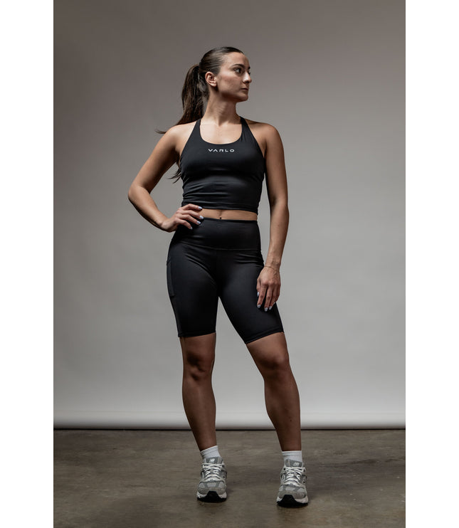 SOHO Women's Technical High Rise Shorts 8" (Black)
