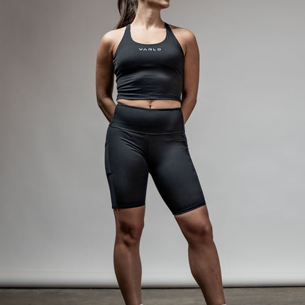 SOHO Women's Technical High Rise Shorts 8" (Black)