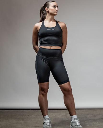 SOHO Women's Technical High Rise Shorts 8" (Black)