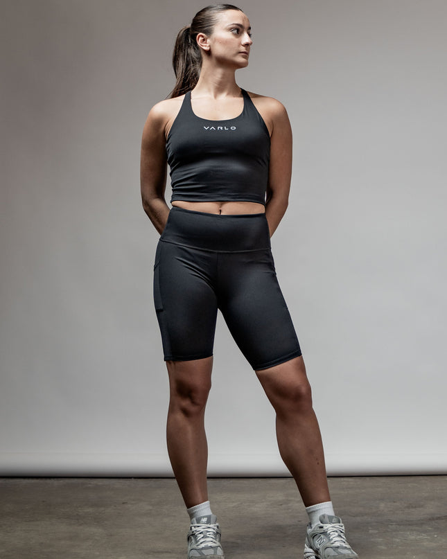 SOHO Women's Technical High Rise Shorts 8" (Black)
