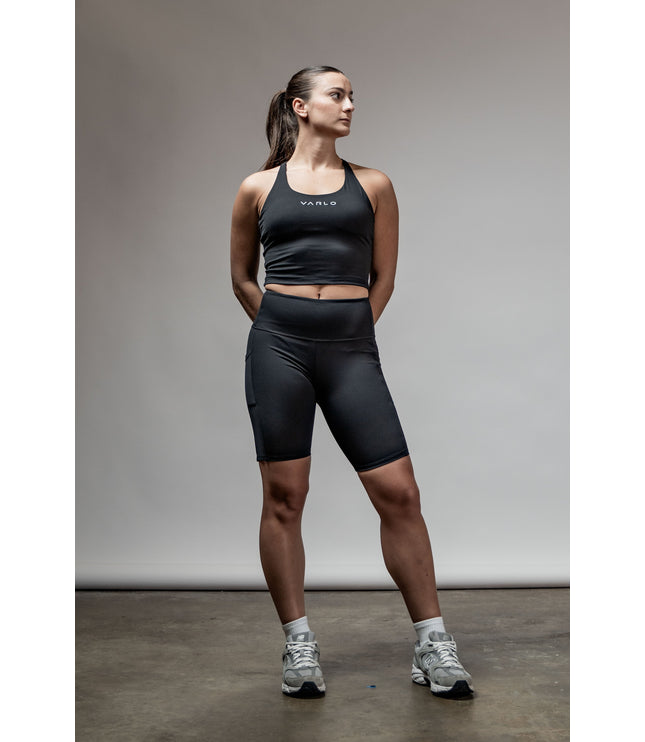 SOHO Women's Technical High Rise Shorts 8" (Black)